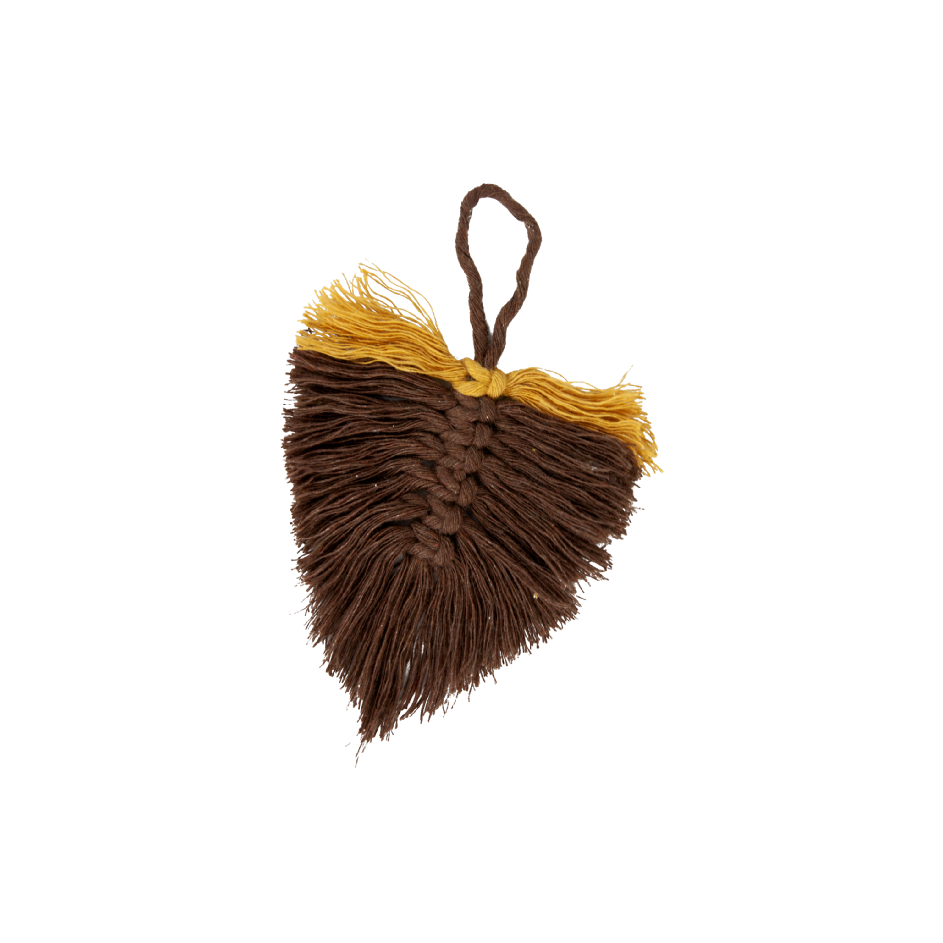 Breloczek z makramy brązowo-żółty