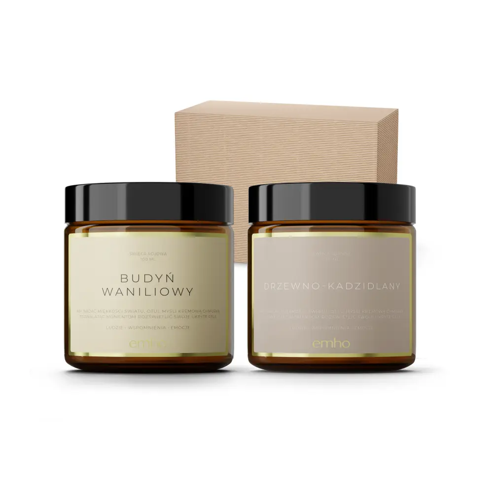 Zestaw świec sojowych budyń + drzewny